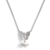 Coach Signature Heritage Butterfly Pearl Pendant Necklace - Silver-Tone
