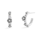 Coach Signature Tea Rose Huggie Earrings - Silver-Tone