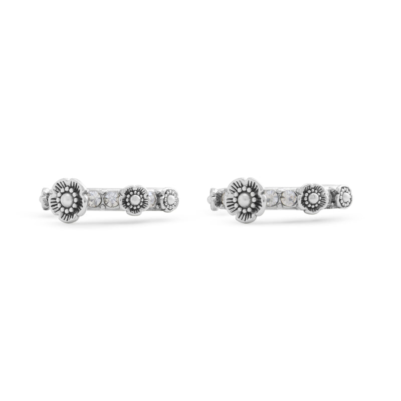Coach Signature Tea Rose Huggie Earrings - Silver-Tone