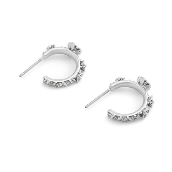 Coach Signature Tea Rose Huggie Earrings - Silver-Tone
