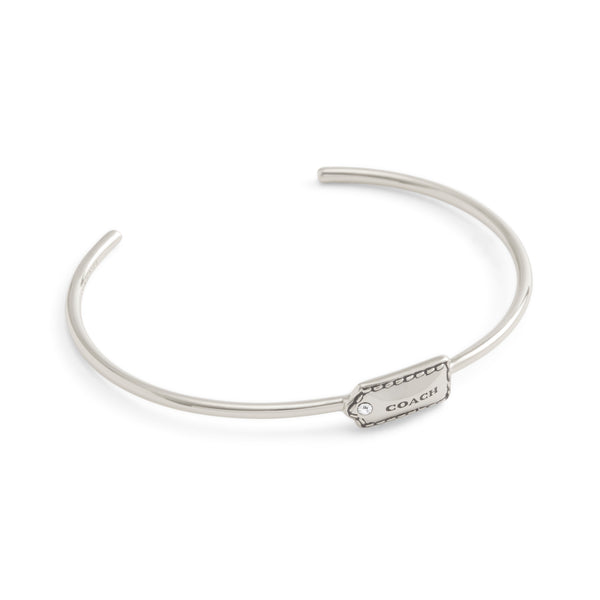 Coach Signature Hangtag Thin Cuff Bracelet - Silver-Tone