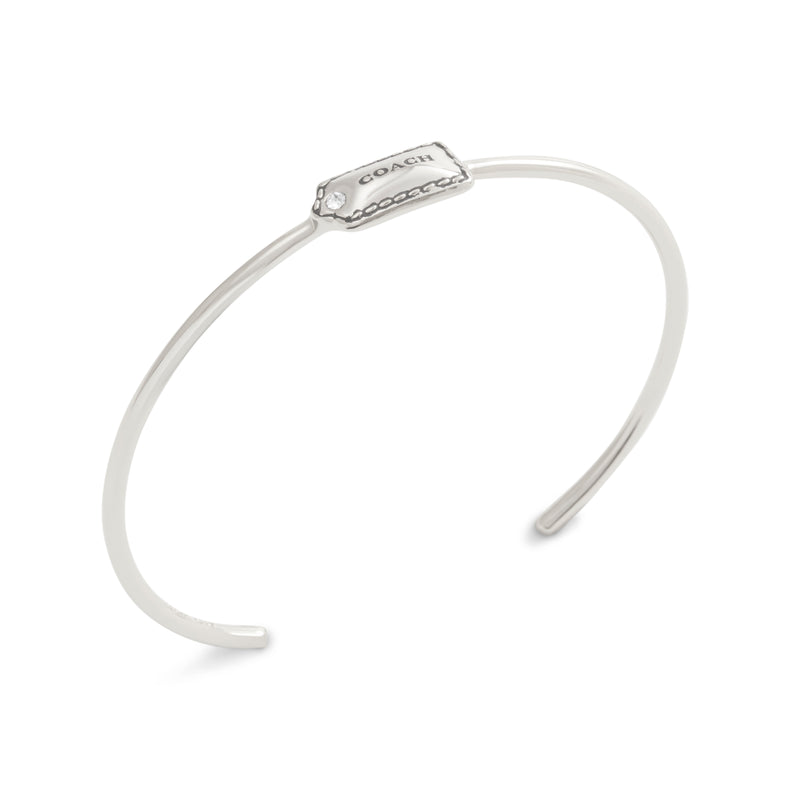 Coach Signature Hangtag Thin Cuff Bracelet - Silver-Tone