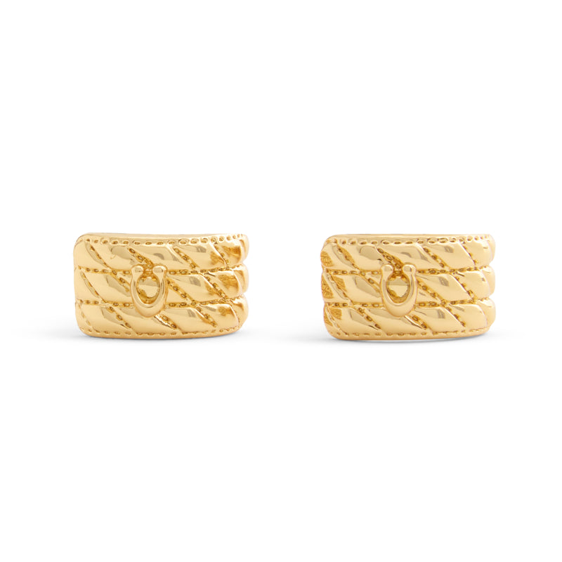 Coach Signature Quilted Heart Huggie Earrings - Gold-Tone