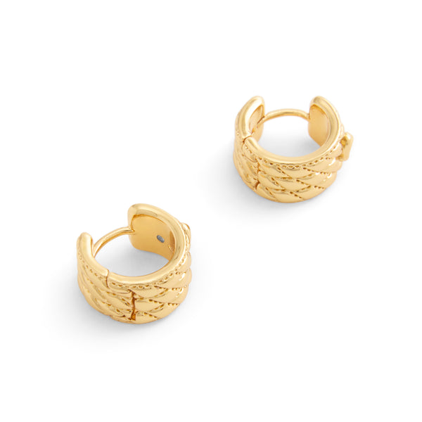 Coach Signature Quilted Heart Huggie Earrings - Gold-Tone