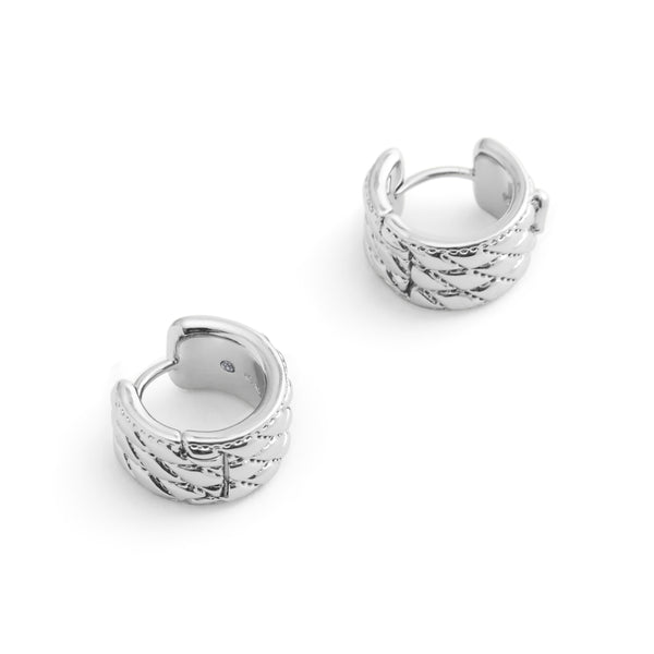 Coach Signature Quilted Heart Huggie Earrings - Silver-Plated