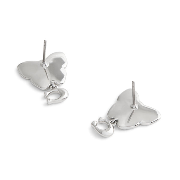 Coach Signture Heritage Butterfly Earrings - Silver-Tone