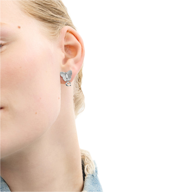 Coach Signture Heritage Butterfly Earrings - Silver-Tone