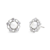 Coach Signature Heritage Pearl Stud Earrings - Silver-Tone