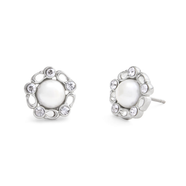 Coach Signature Heritage Pearl Stud Earrings - Silver-Tone