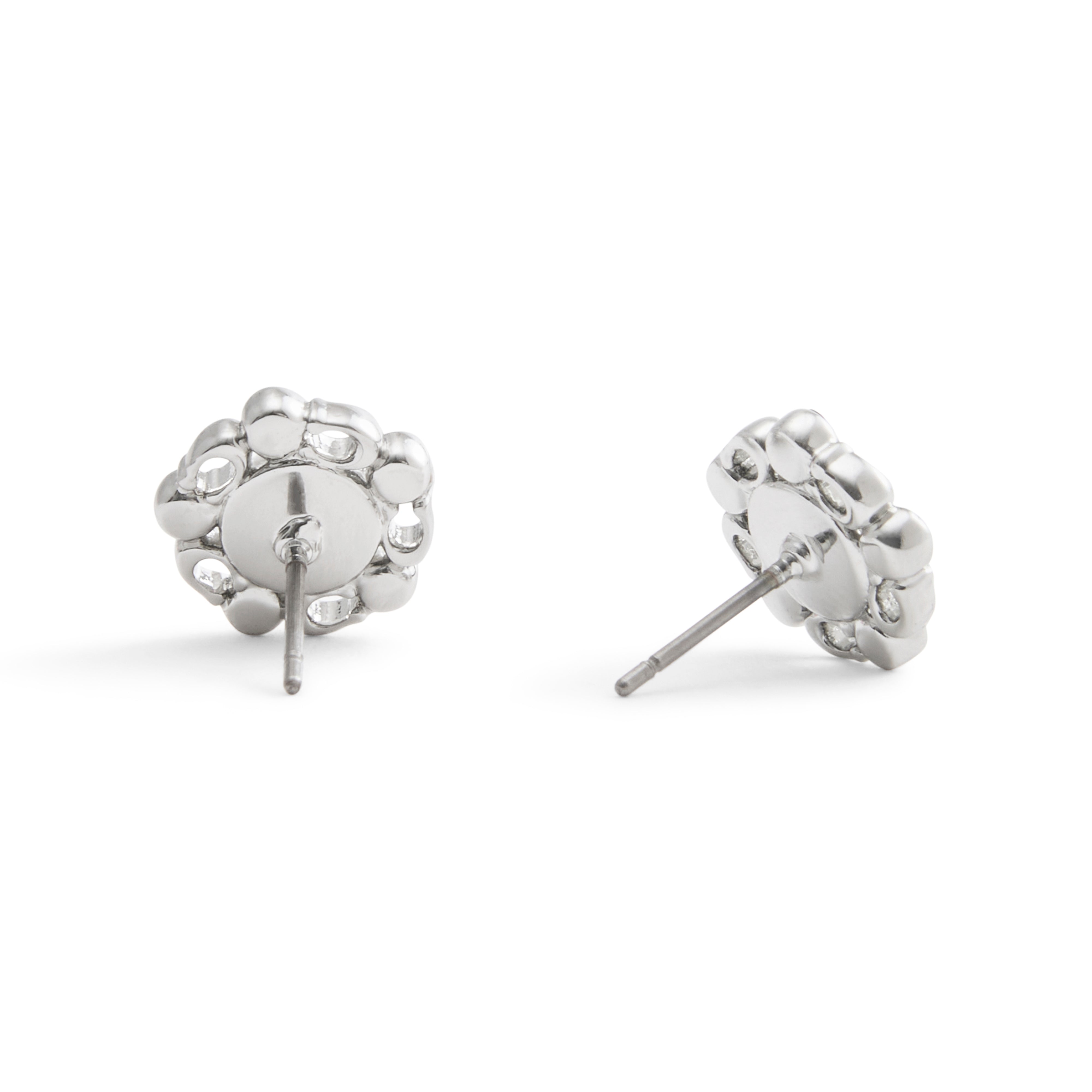 Coach Signature Heritage Pearl Stud Earrings - Silver-Tone