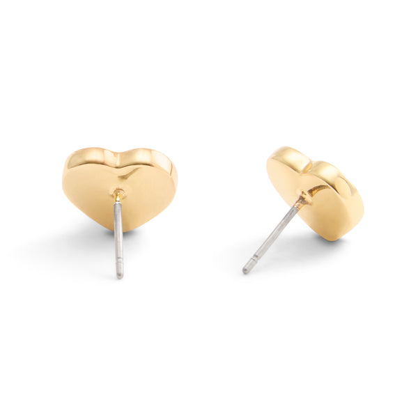 Coach Signature Quilted Heart Bag Stud Earrings - Gold-Tone