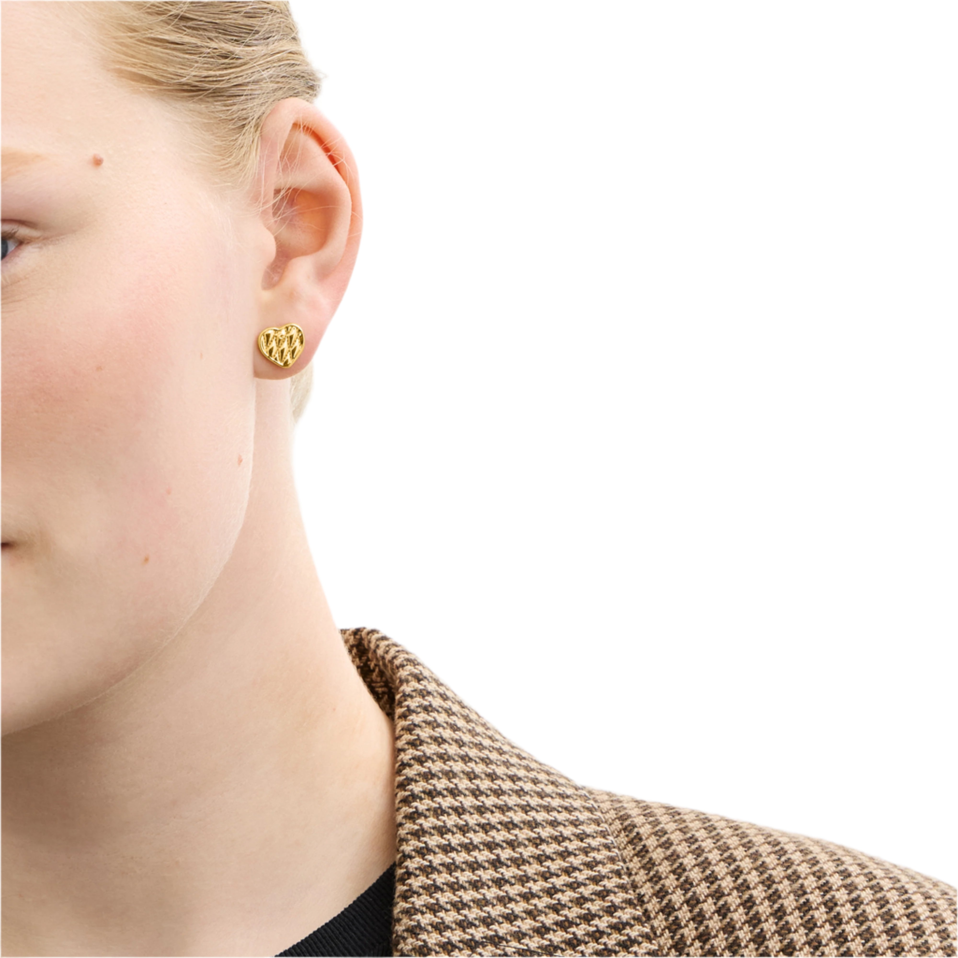Coach Signature Quilted Heart Bag Stud Earrings - Gold-Tone