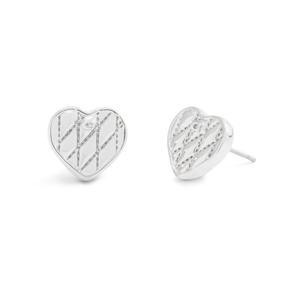 Coach Signature Quilted Heart Bag Stud Earring - Silver-Tone