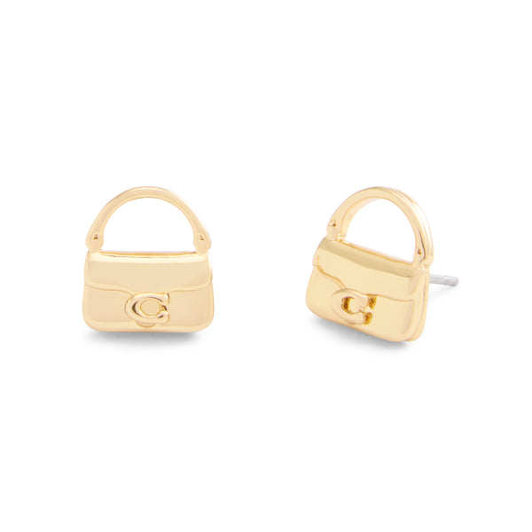 Coach Signature Handbag Stud Earrings - Gold-Tone