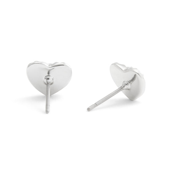Coach Signature Heritage Heart Stud Earrings - Silver-Tone