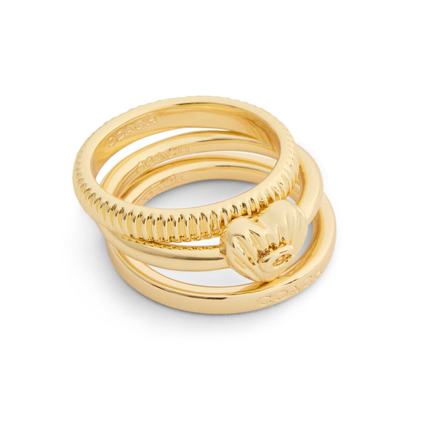Coach Signature Heritage Trio Ring Set - Size 7