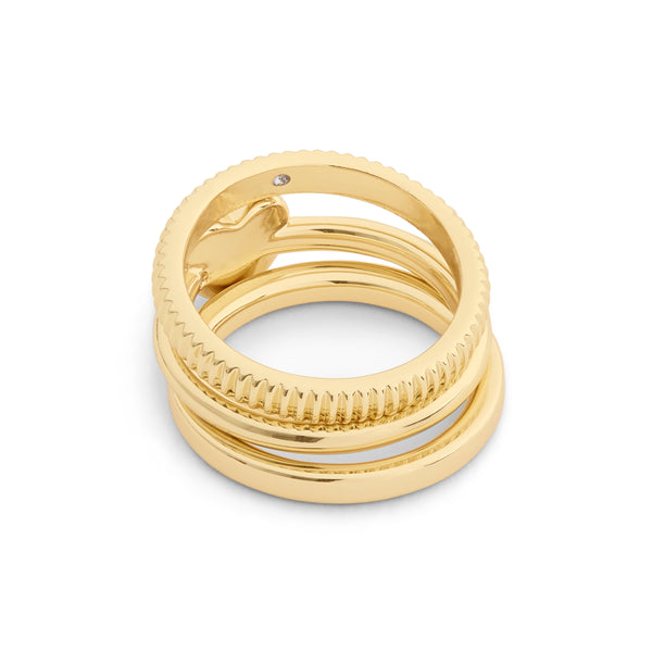 Coach Signature Heritage Trio Ring Set - Size 7