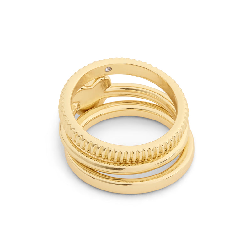 Coach Signature Heritage Trio Ring Set - Size 7