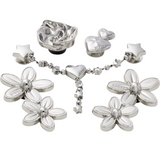 Crocs Silver Meta Floral Jibbitz Charms - 5 Pack