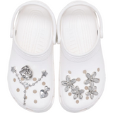 Crocs Silver Meta Floral Jibbitz Charms - 5 Pack