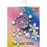 Crocs Silver Meta Floral Jibbitz Charms - 5 Pack
