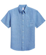 Brooks Brothers Mens Linen Short Sleeve Button Down Shirt