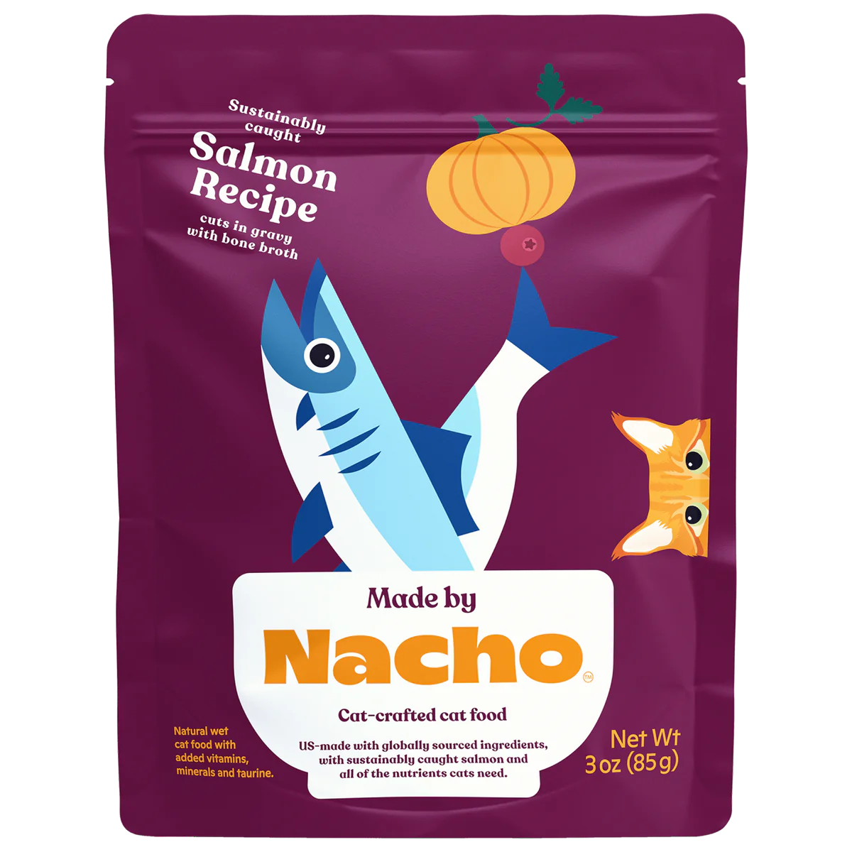 Made By Nacho Salmon Cuts in Gravy Cat Food Pouch - 3 oz.