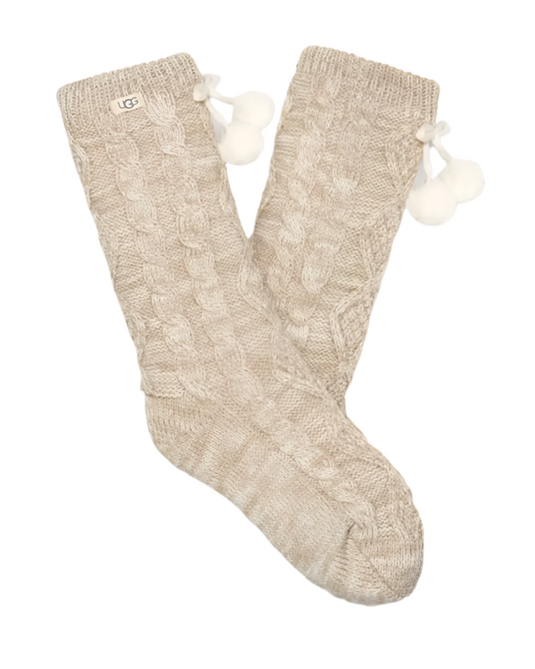 UGG Womens Pom Pom Fleece Lined Crew Socks