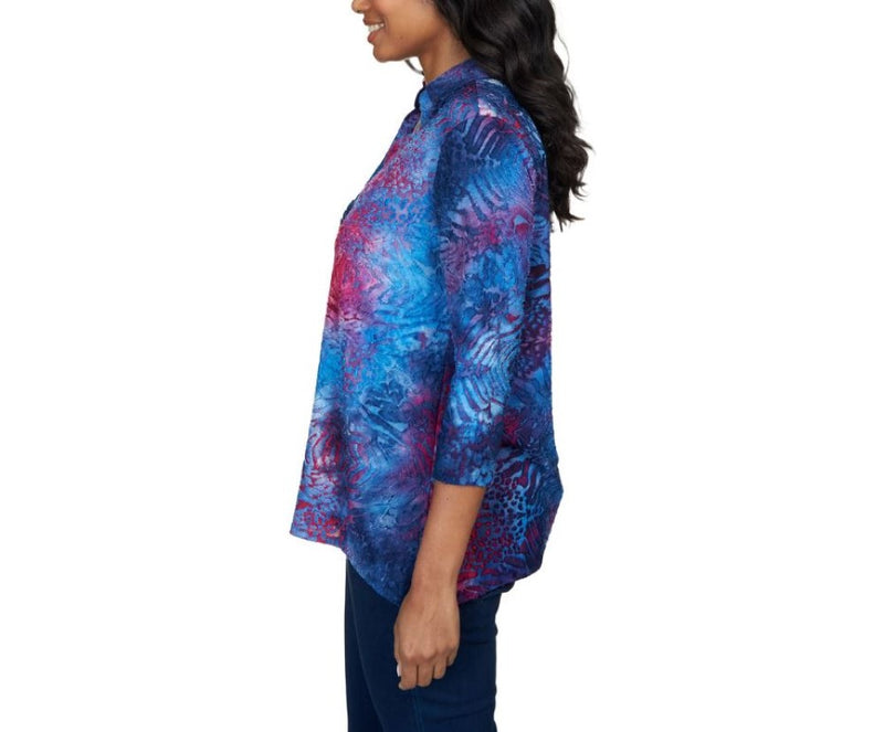 Ruby Rd. Womens Wonderful Abstract Animal Button Front Top