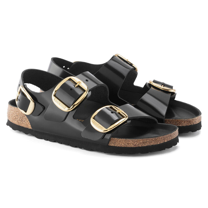 Birkenstock Womens Milano Big Buckle Natural Leather Sandals - Medium/Narrow