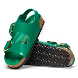 Birkenstock Womens Milano Big Buckle Natural Leather Patent Sandals - Medium/Narrow