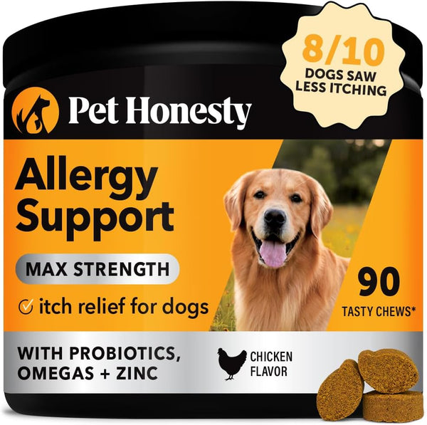 Pet Honesty Allergy Support Max Strength Chews For Dogs - Chicken Flavor - 9.5 oz.