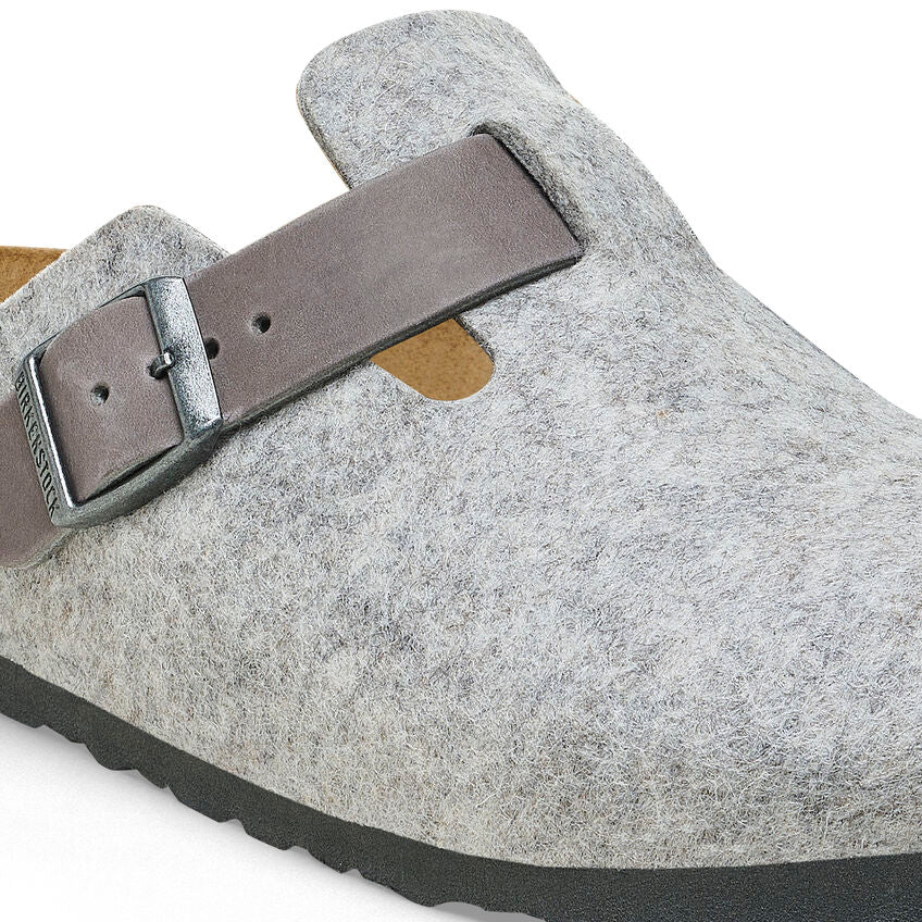 Birkenstock Boston Natural Leather/Felt Clogs - Medium/Narrow