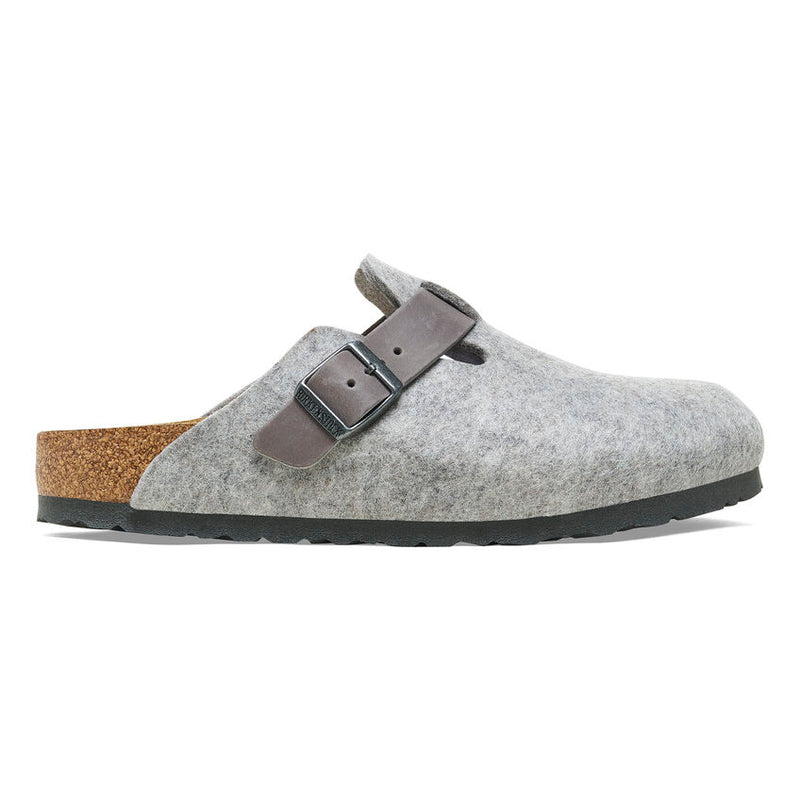 Birkenstock Boston Natural Leather/Felt Clogs - Medium