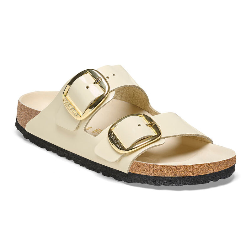 Birkenstock Womens Arizona Big Buckle Natural Leather Patent Sandals - Medium/Narrow