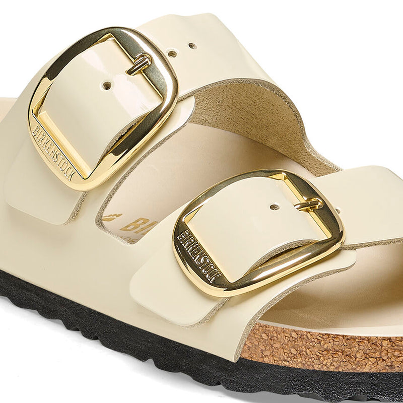 Birkenstock Womens Arizona Big Buckle Natural Leather Patent Sandals - Medium/Narrow