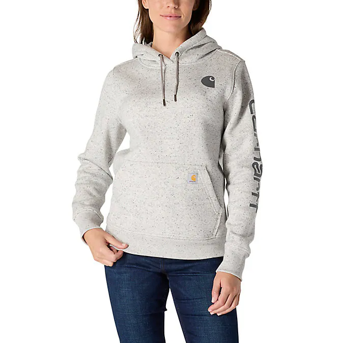 Carhartt Womens Relaxed Fit Midweight Logo Sleeve Graphic Hoodie Sweatshirt