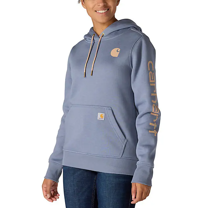 Carhartt Womens Relaxed Fit Midweight Logo Sleeve Graphic Hoodie Sweatshirt
