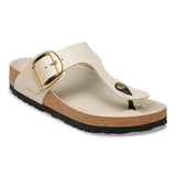 Birkenstocks Gizeh Big Buckle Natural Leather Patent Sandals