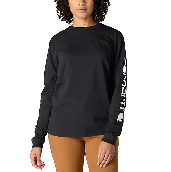 Carhartt Womens Loose Fit Heavyweight Logo Graphic Long Sleeve T-Shirt