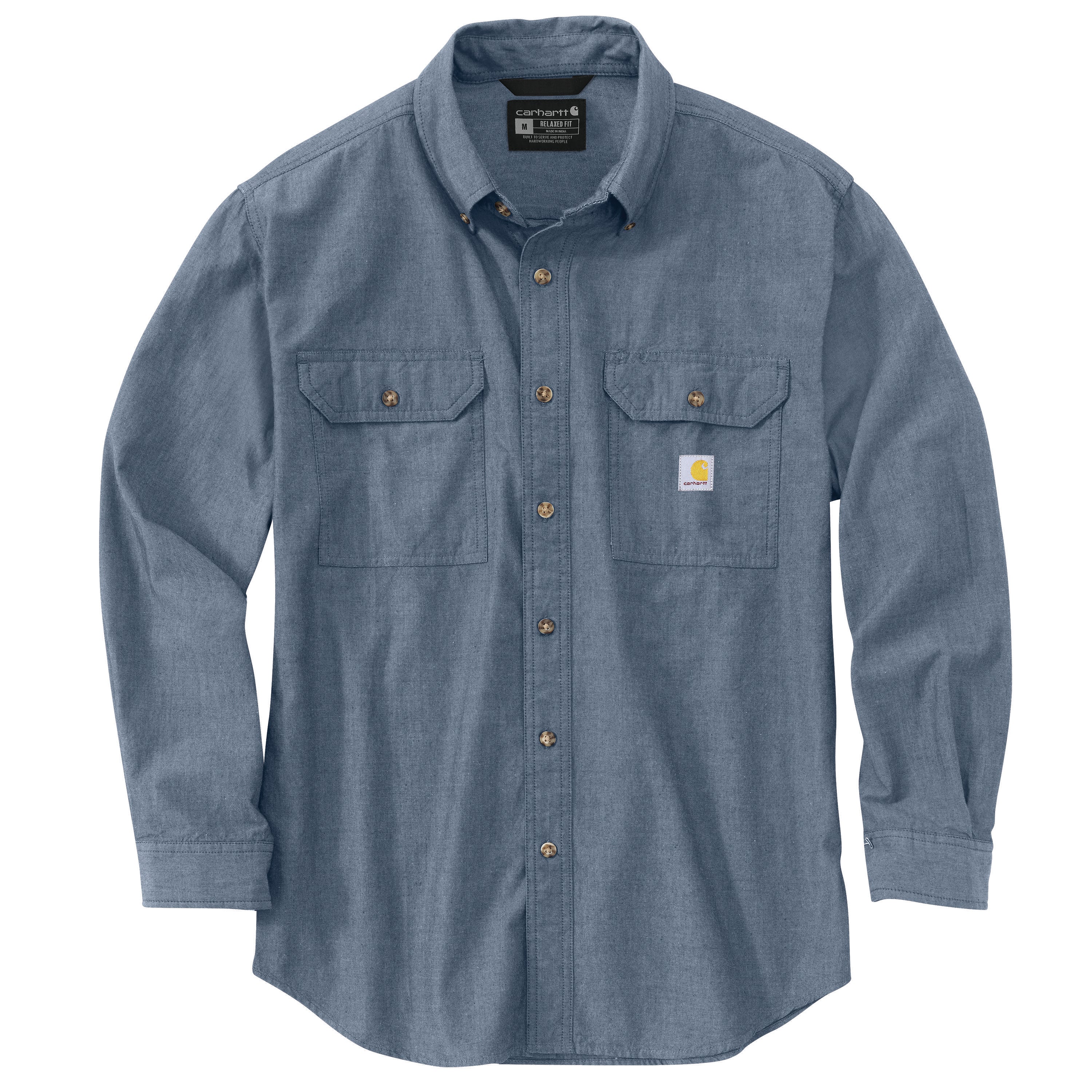 carhartt Mens Loose Fit Midweight Chambray Long Sleeve Shirt