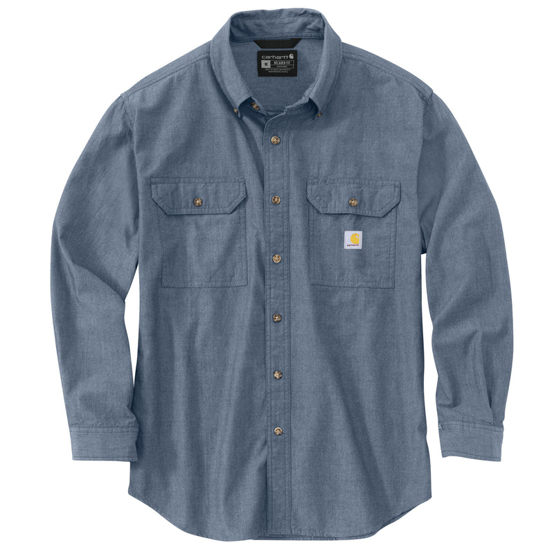 carhartt Mens Loose Fit Midweight Chambray Long Sleeve Shirt