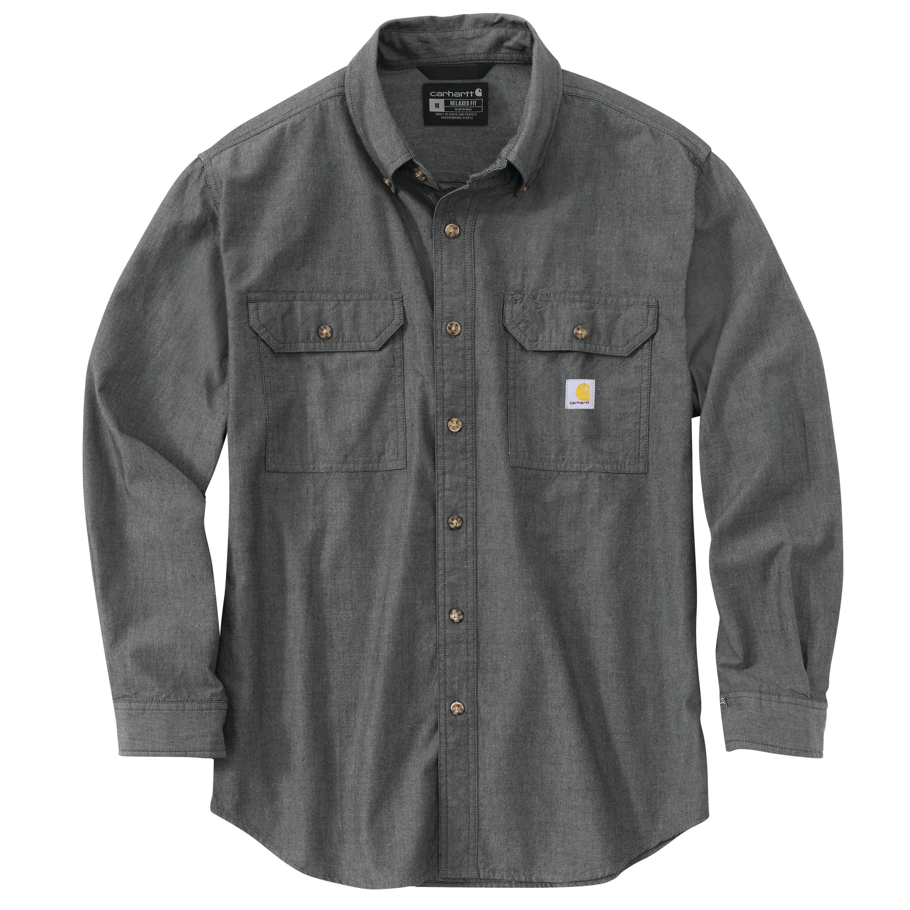 carhartt Mens Loose Fit Midweight Chambray Long Sleeve Shirt