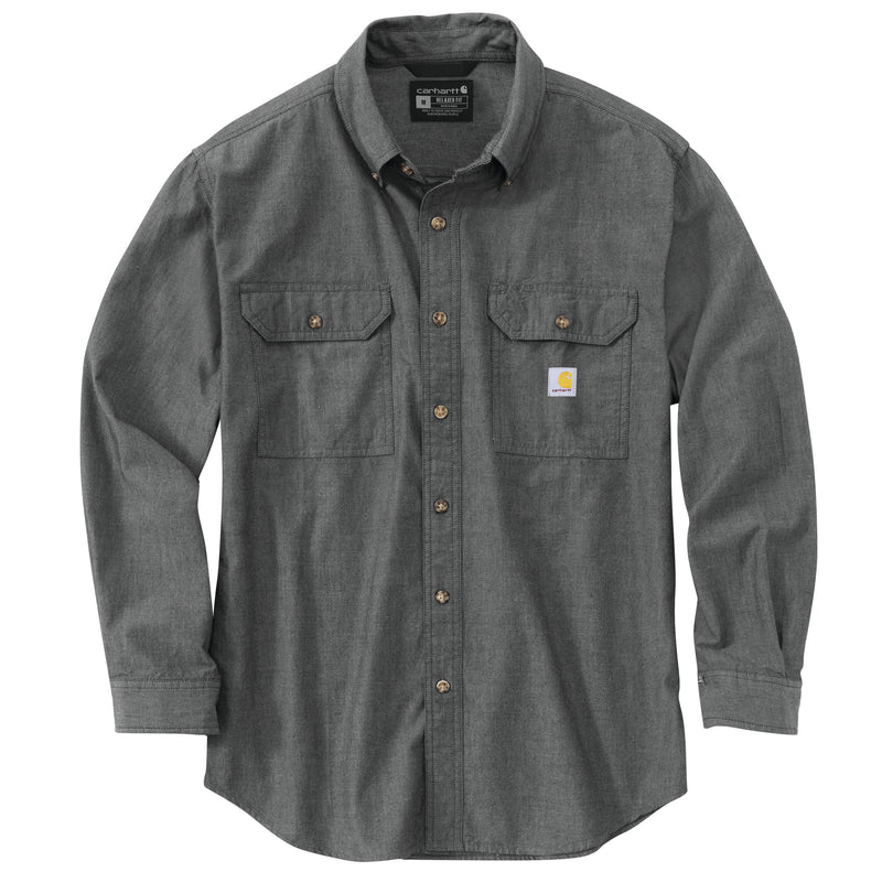 carhartt Mens Loose Fit Midweight Chambray Long Sleeve Shirt