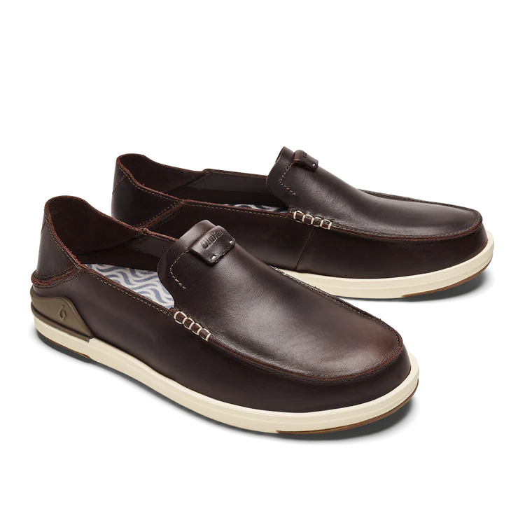 OluKai Mens Kākaha Leather Slip-On Shoes