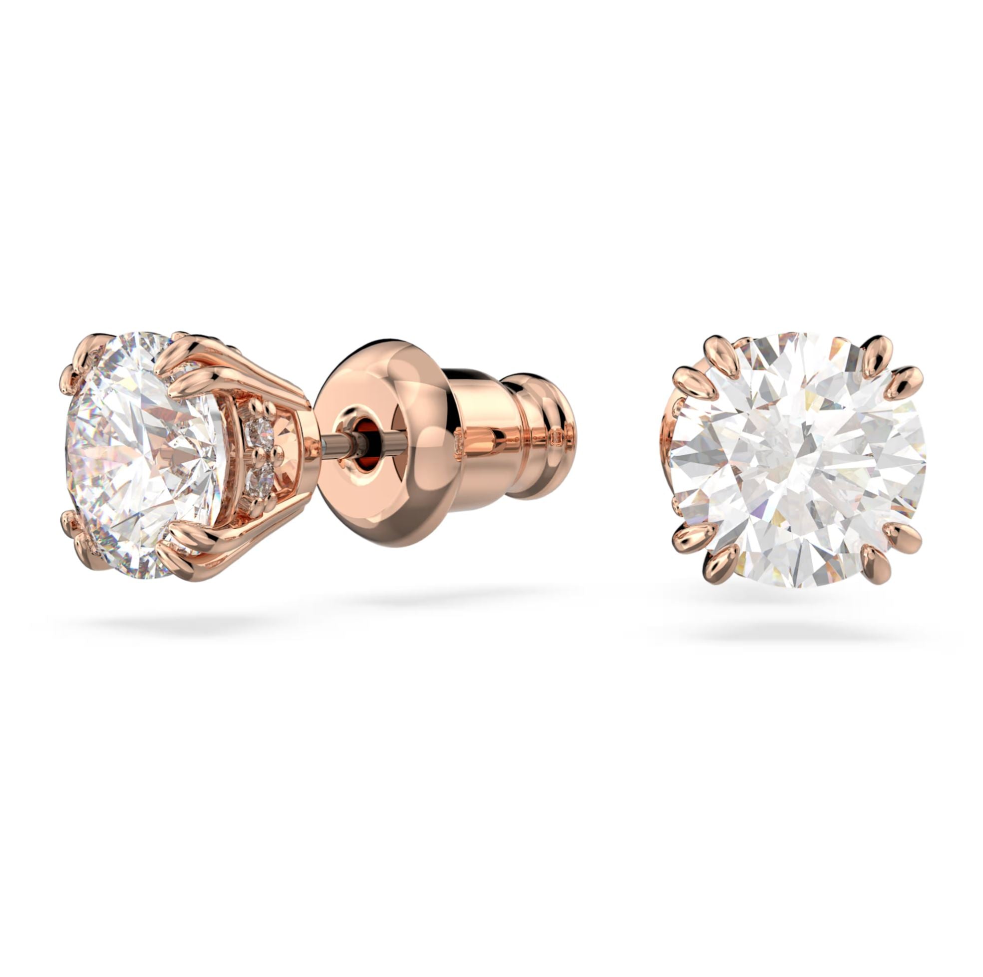 Swarovski Constella Stud Earrings - Round cut, White, Rose gold-tone plated