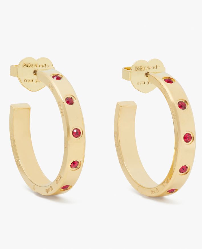 Kate Spade Set In Stone Ruby Hoop Earrings