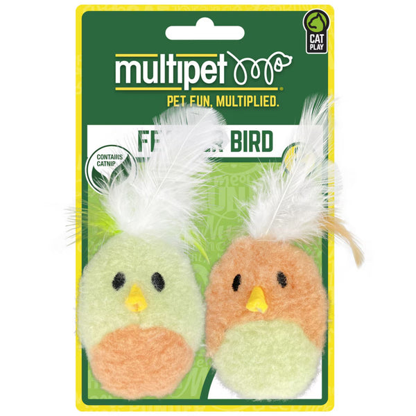 Multipet Feather Bird with Catnip Cat Toy - Assorted
