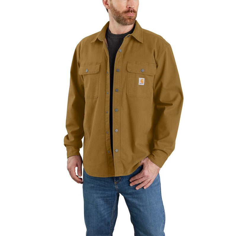 Carhartt Mens Rugged Flex Relaxed Fit Canvas Fleece-Lined Shirt Jacket