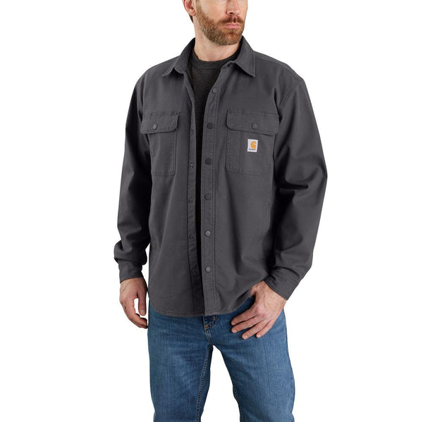 Carhartt Mens Rugged Flex Relaxed Fit Canvas Fleece-Lined Shirt Jacket